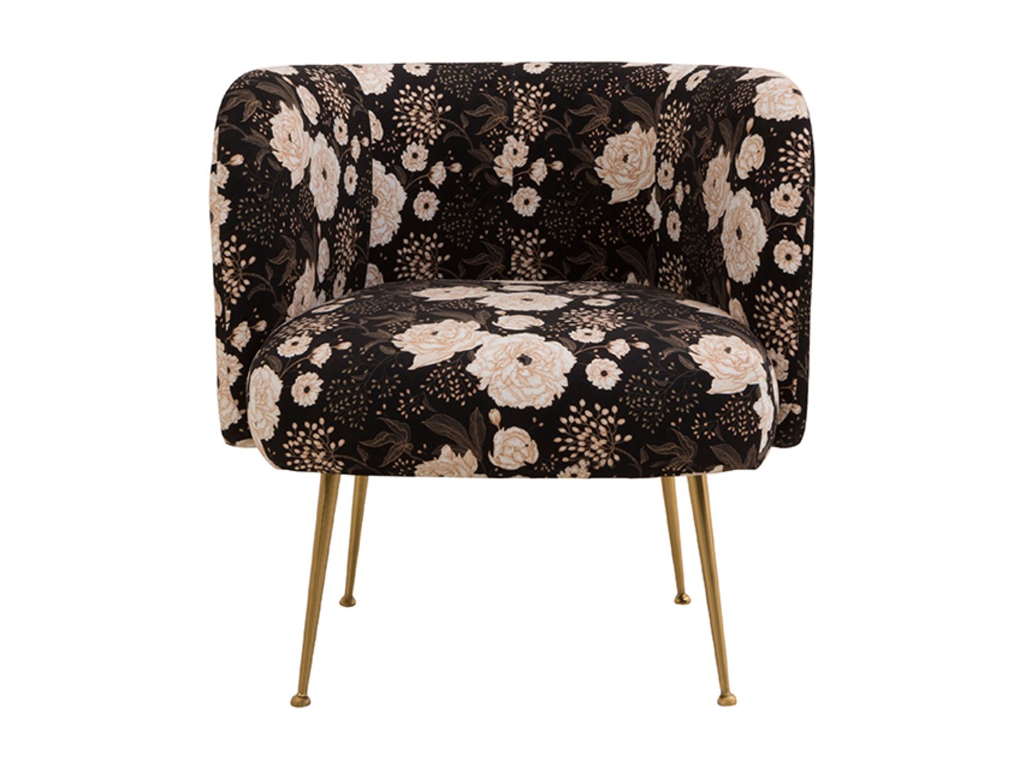 BRW - Fotel Cloe - Tkanina print Piwonie 05 ecru/black Fotel Cloe
