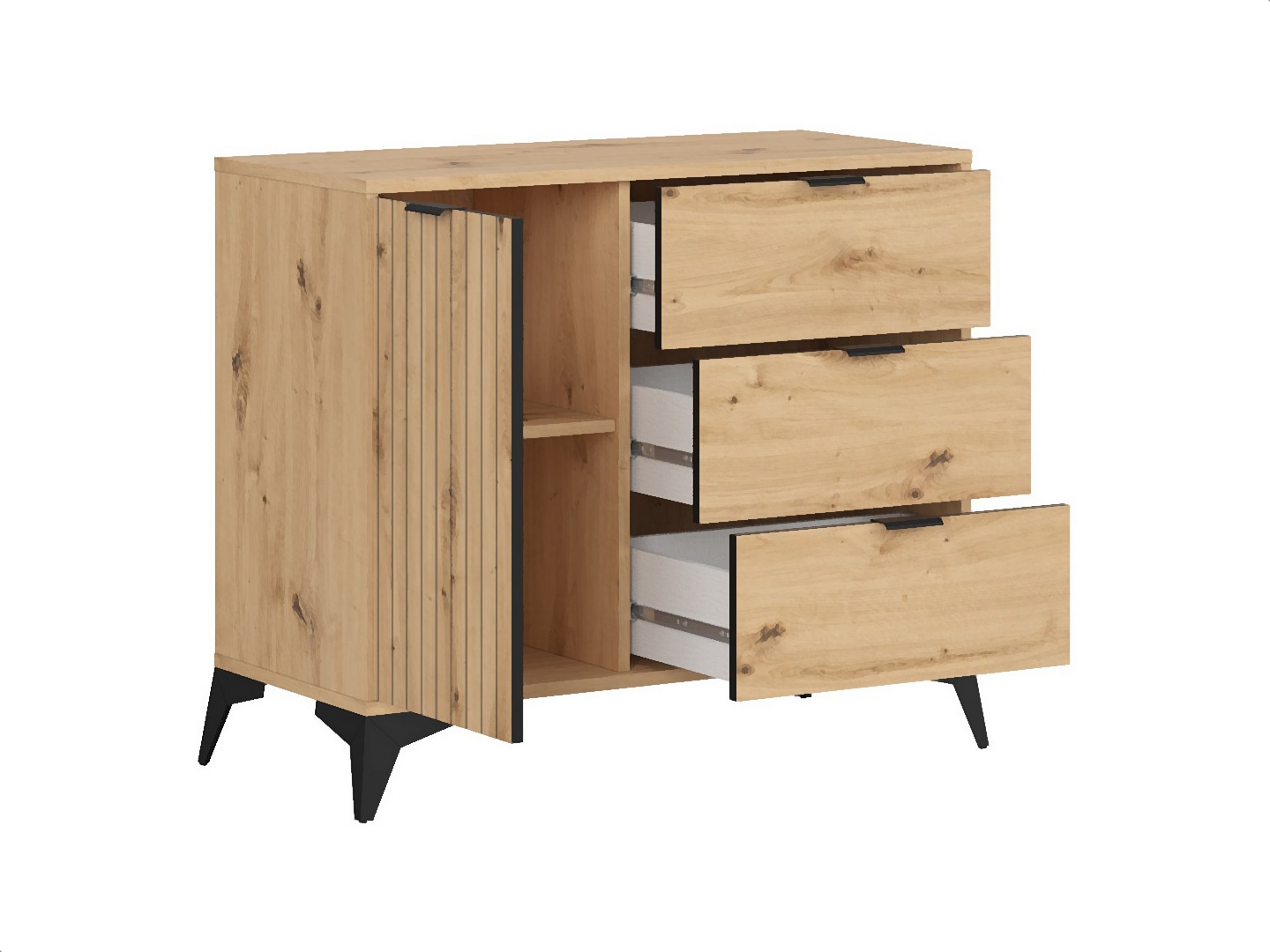 BRW - Komoda Lamea 90cm z 2 drzwiami i 3 szufladami - Dąb Artisan Komoda Lamea