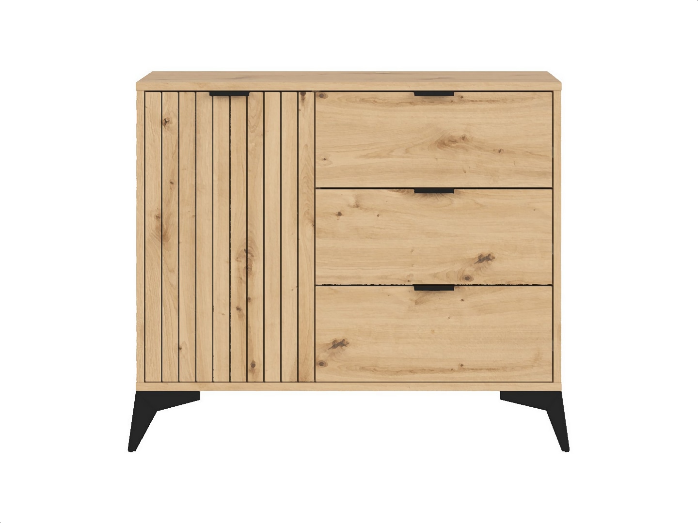 BRW - Komoda Lamea 90cm z 2 drzwiami i 3 szufladami - Dąb Artisan Komoda Lamea