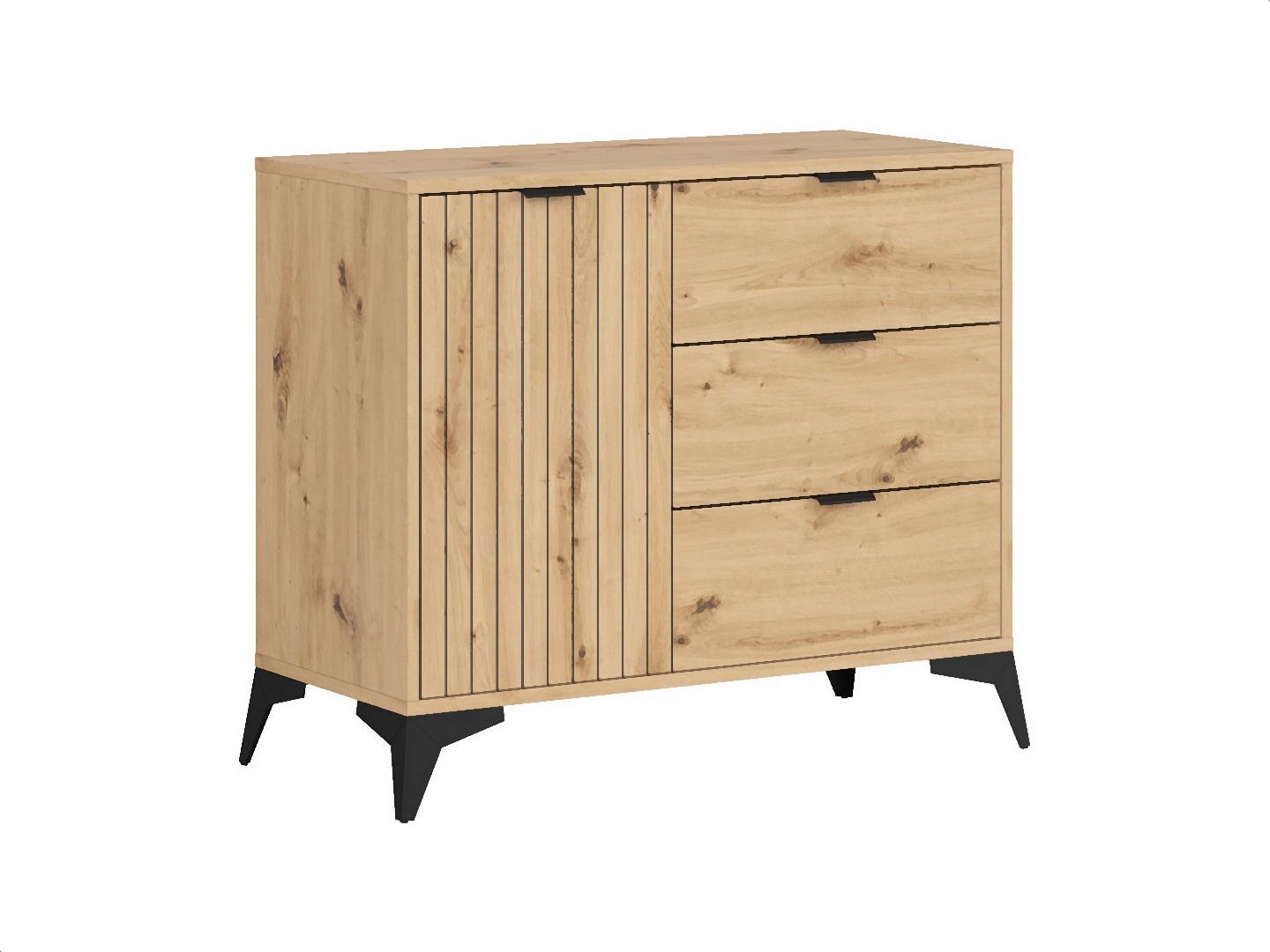 BRW - Komoda Lamea 90cm z 2 drzwiami i 3 szufladami - Dąb Artisan Komoda Lamea