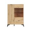 BRW - Witryna wysoka Lamea 90cm z 2 drzwiami i szuflada - Dab Artisan Witryna Lamea