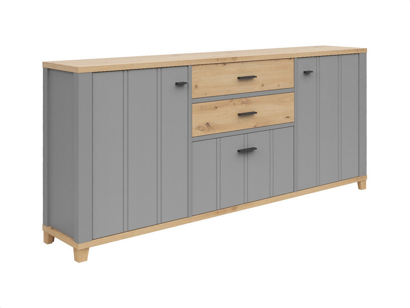 BRW - Komoda Hygge 217cm - Szara dąb artisan - (3) Komoda Hygge 217cm