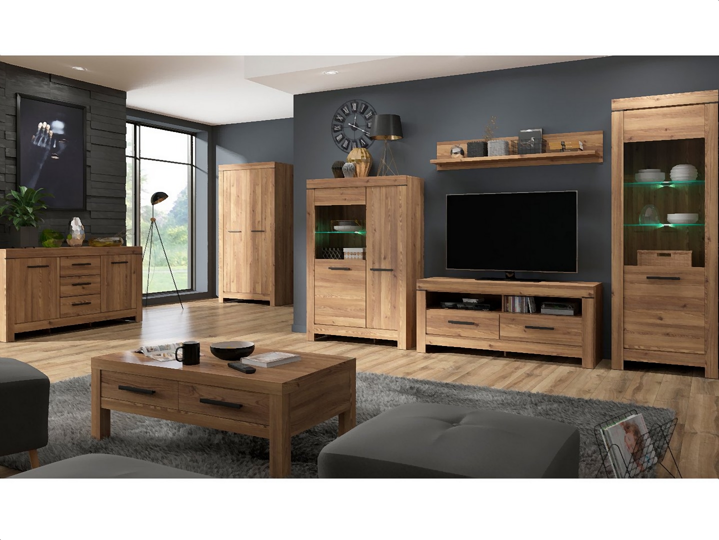 BRW - Szafa dwudrzwiowa balin - 98cm modrzew sibiu zloty (2) Szafa Balin