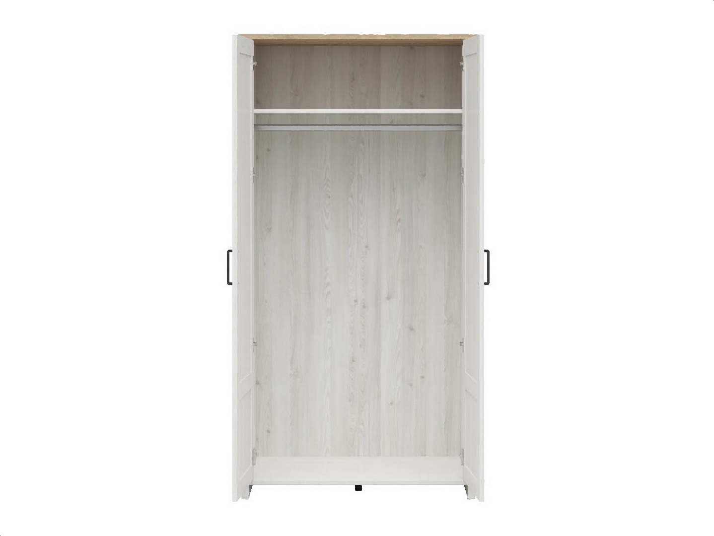 BRW - Szafa dwudrzwiowa Loksa - 101cm - sosna andersen biała - dąb grandson - (6) Szafa dwudrzwiowa Loksa