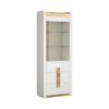 BRW - Witryna Alameda - 72cm z drzwiami i 2 szufladami - biały połysk - (1) Witryna Alameda